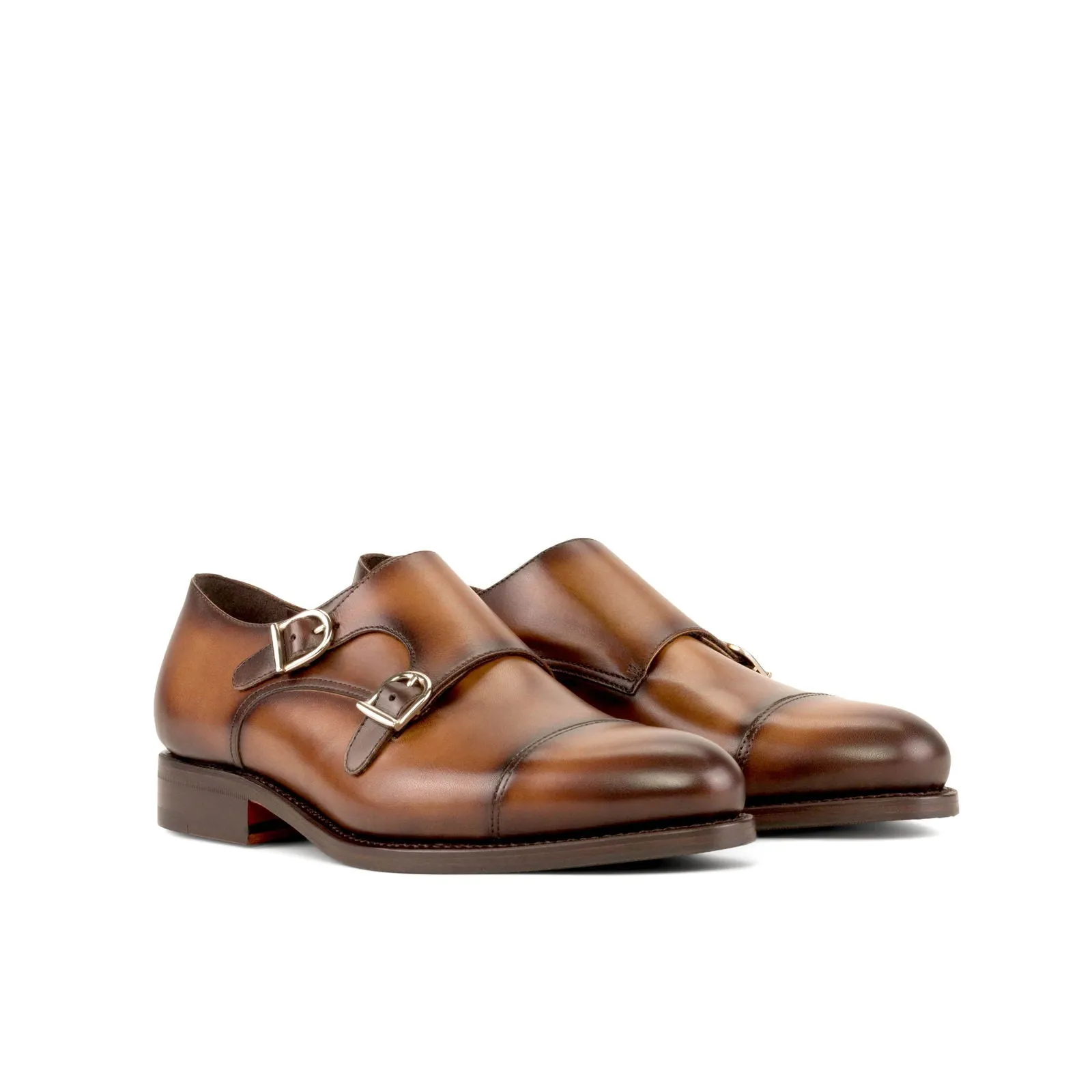 Men's Double Monk Leather Shoes Wide Plus Size 5930