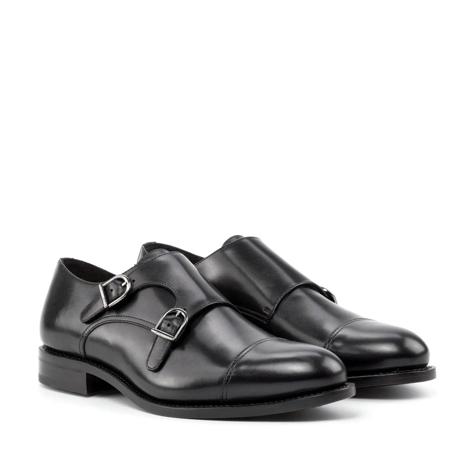 Men's Double Monk Leather Shoes Wide Plus Size 5983