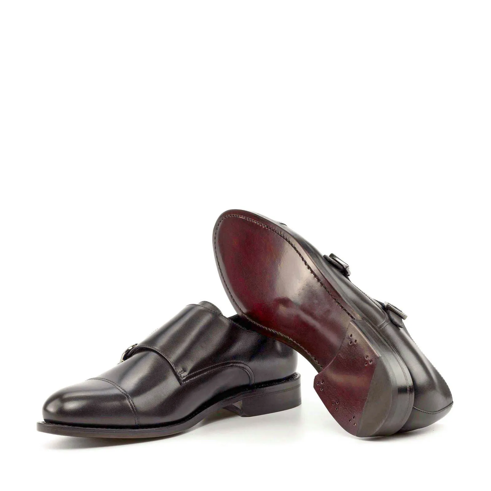 Men's Double Monk Leather Shoes Wide Plus Size 5983