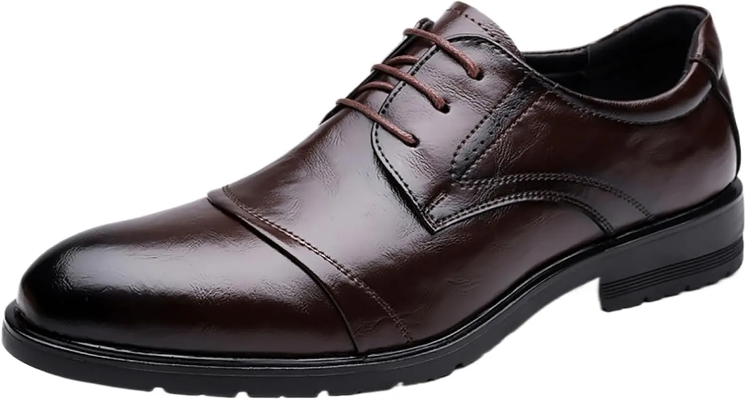 Men's Dress and Casual Leather Shoes Low-Cut Business Oxford Comfortable and Breathable Ideal for Office Events, Gentleman's Choice
