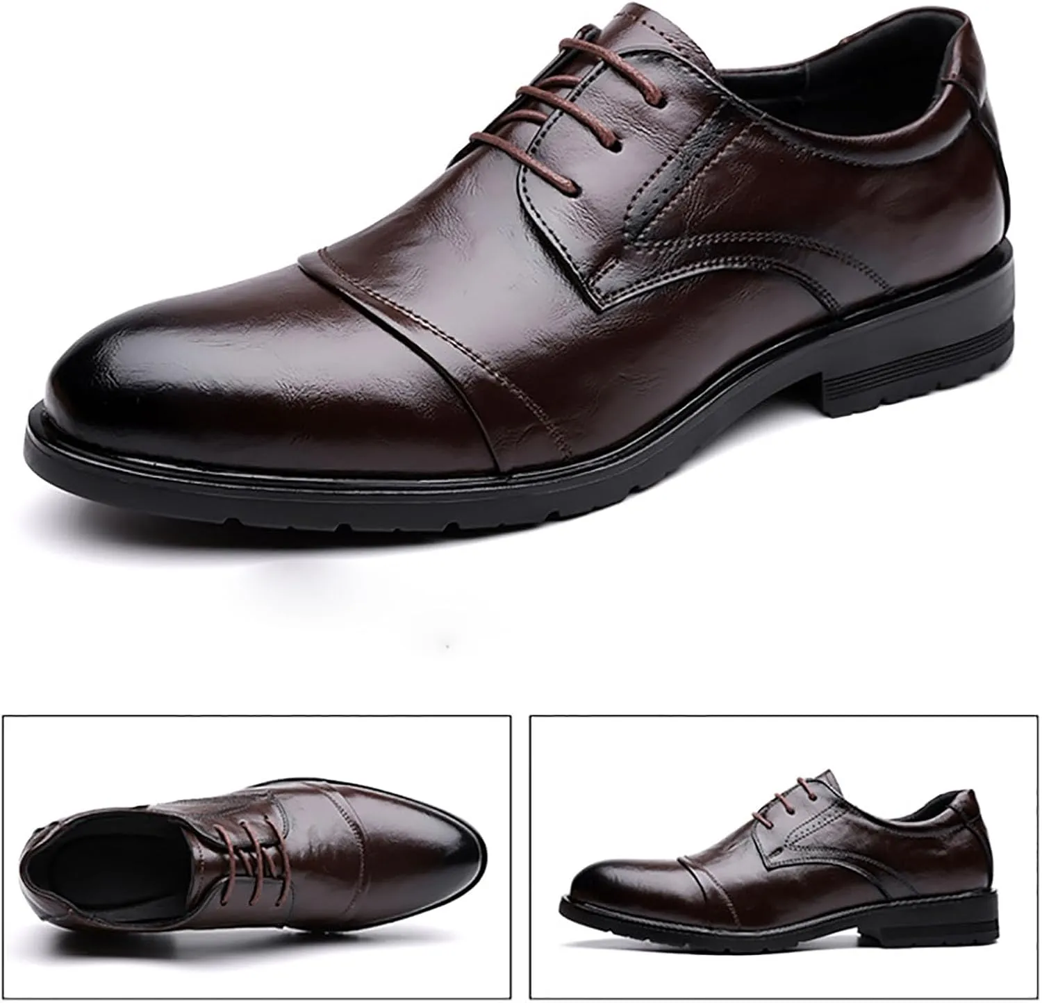 Men's Dress and Casual Leather Shoes Low-Cut Business Oxford Comfortable and Breathable Ideal for Office Events, Gentleman's Choice
