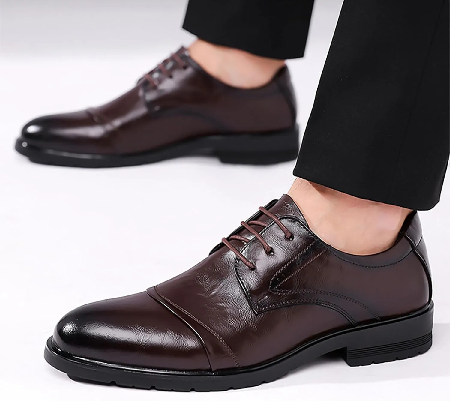 Men's Dress and Casual Leather Shoes Low-Cut Business Oxford Comfortable and Breathable Ideal for Office Events, Gentleman's Choice