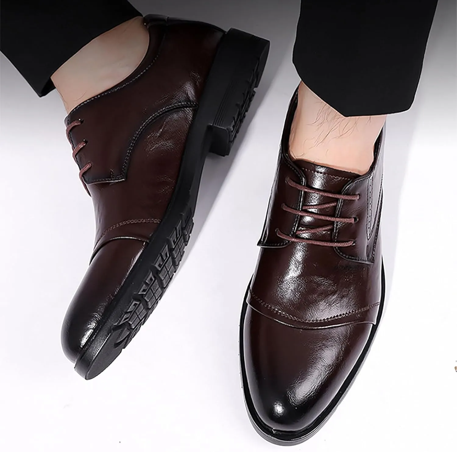 Men's Dress and Casual Leather Shoes Low-Cut Business Oxford Comfortable and Breathable Ideal for Office Events, Gentleman's Choice
