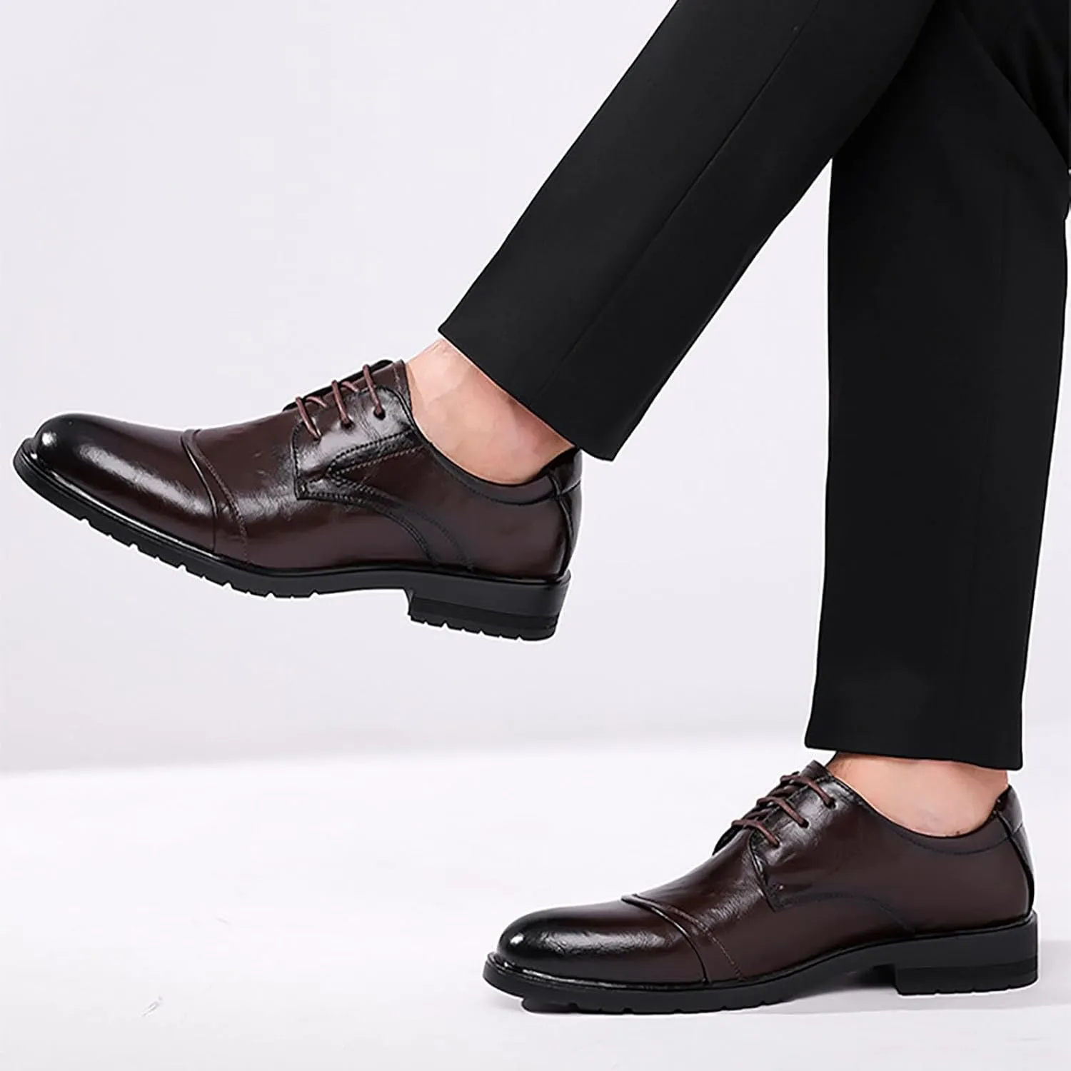 Men's Dress and Casual Leather Shoes Low-Cut Business Oxford Comfortable and Breathable Ideal for Office Events, Gentleman's Choice