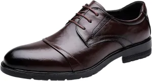 Men's Dress and Casual Leather Shoes Low-Cut Business Oxford Comfortable and Breathable Ideal for Office Events, Gentleman's Choice