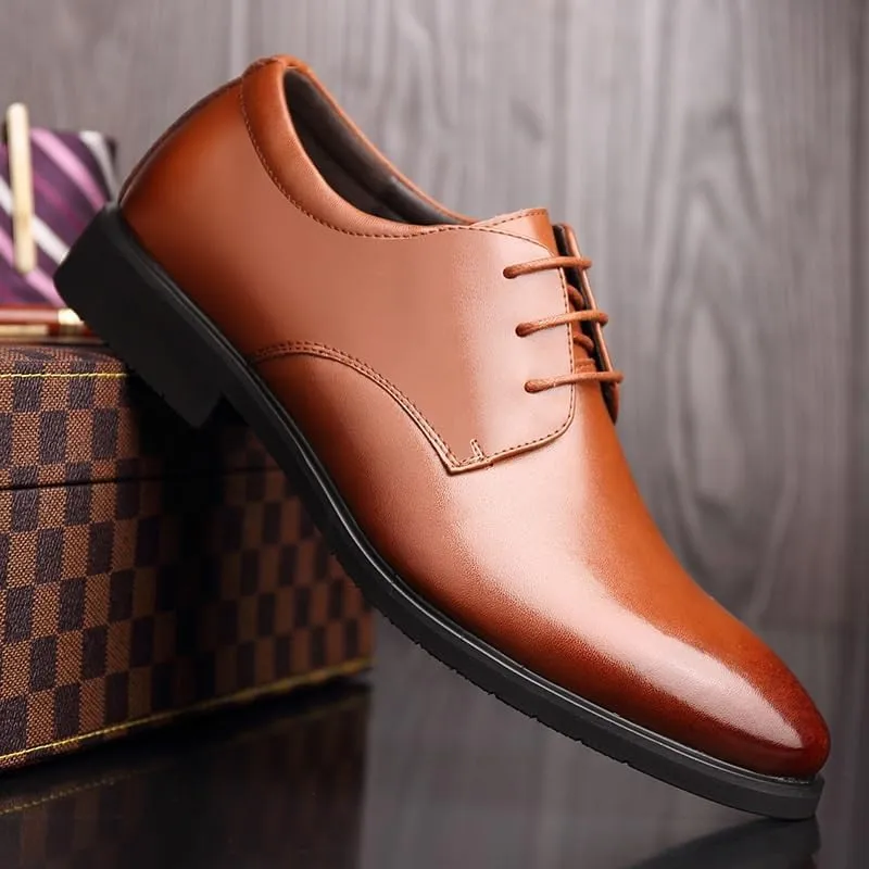 Men's Dress Shoes Business Formal Pointed Lace Up Oxford Shoes Mens Fashion Derby Shoes