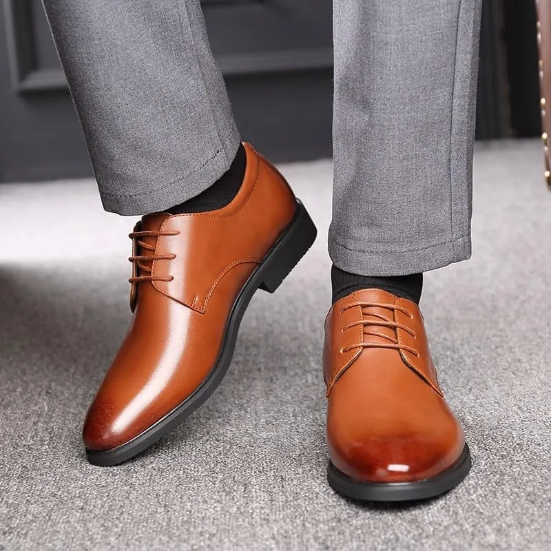 Men's Dress Shoes Business Formal Pointed Lace Up Oxford Shoes Mens Fashion Derby Shoes