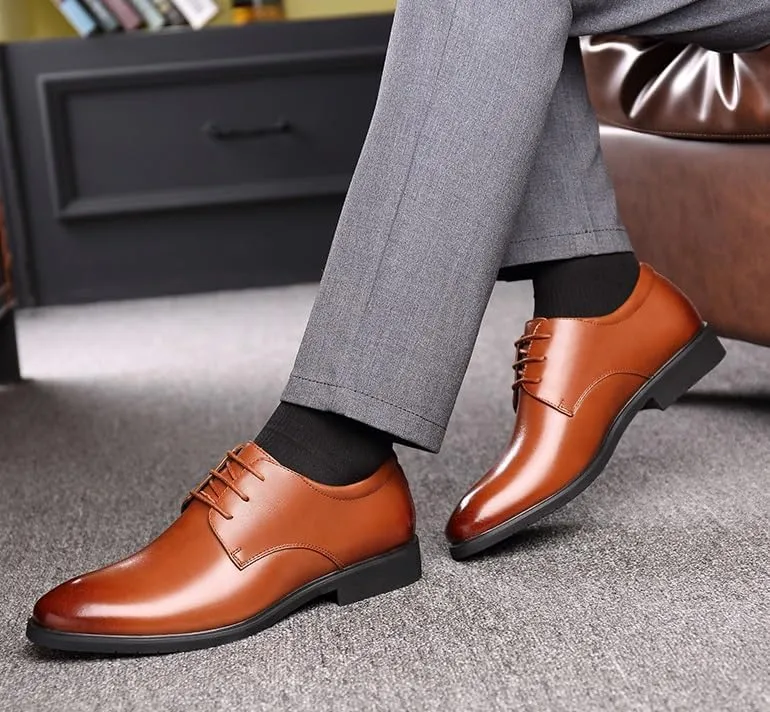 Men's Dress Shoes Business Formal Pointed Lace Up Oxford Shoes Mens Fashion Derby Shoes
