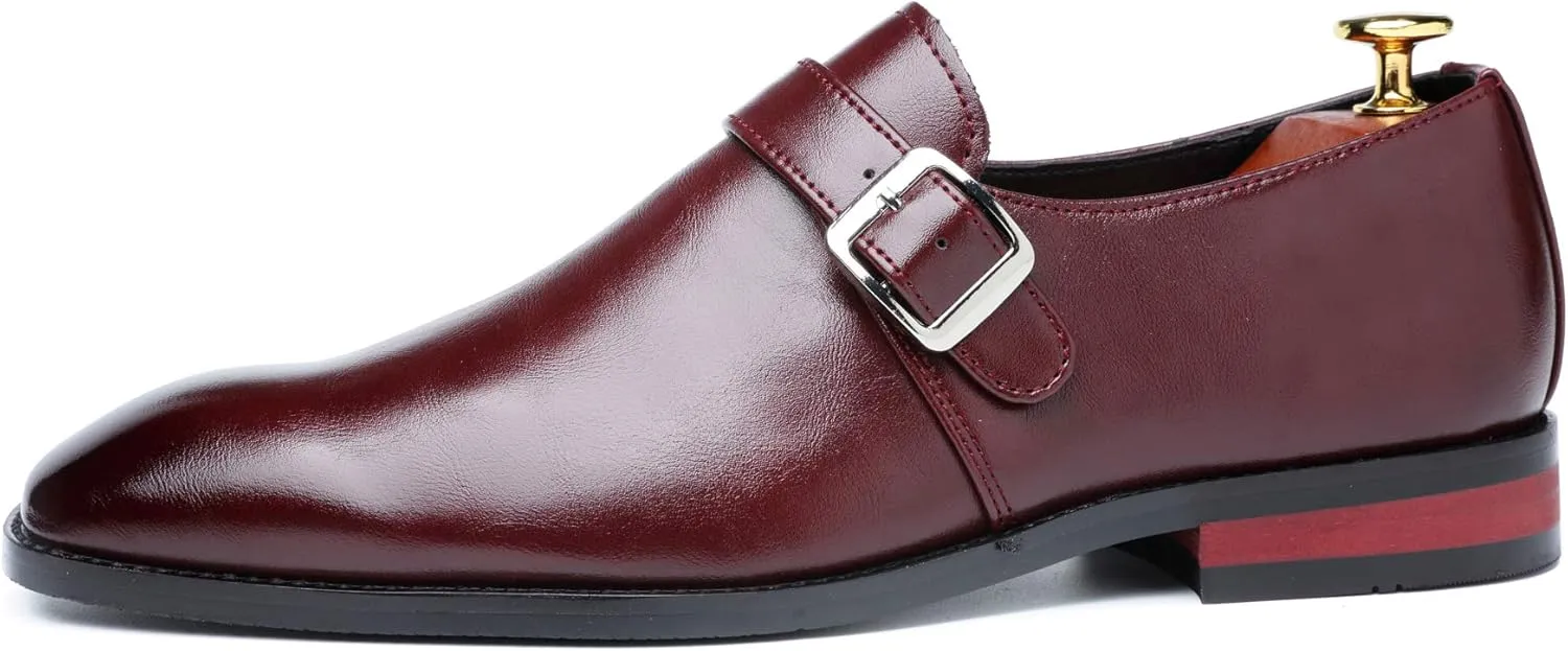 Mens Dress Shoes Moccasins for Men Slip On Leather Monk Straps Shoes Smoking Slipper Classic Vintage Loafers