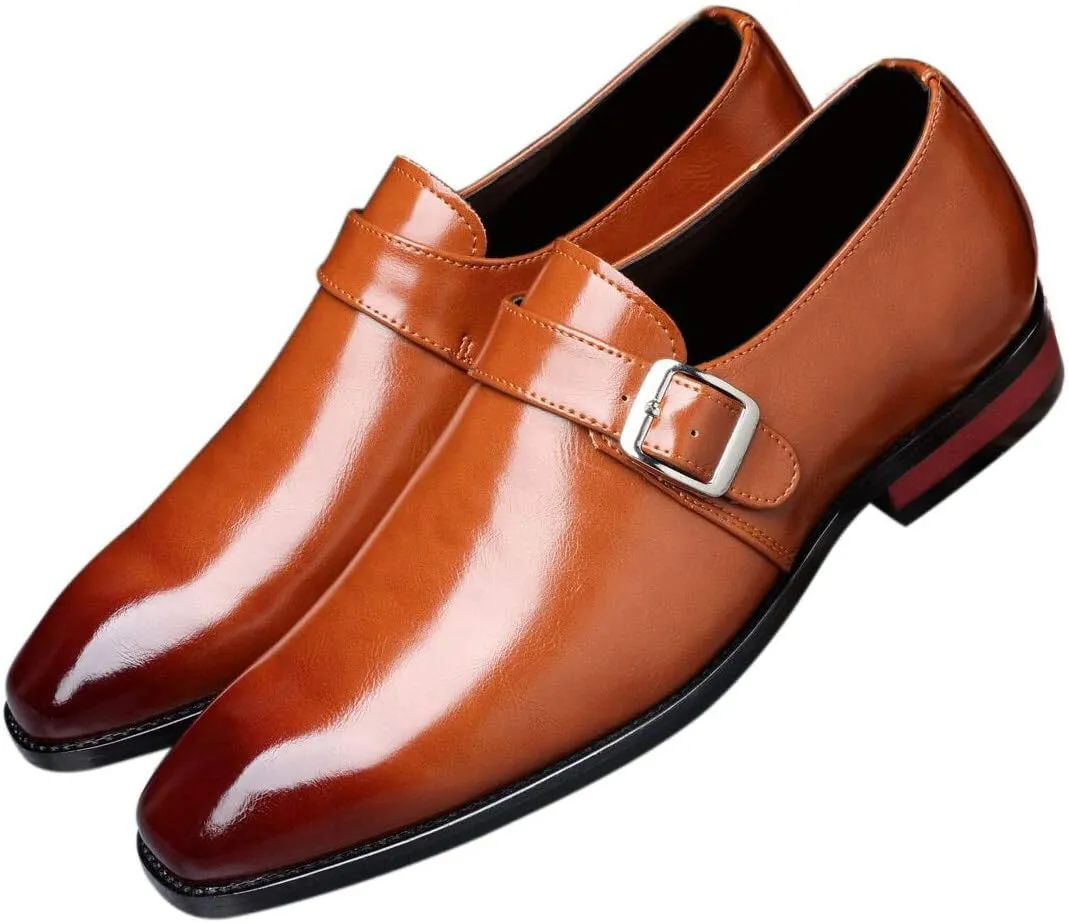 Mens Dress Shoes Moccasins for Men Slip On Leather Monk Straps Shoes Smoking Slipper Classic Vintage Loafers