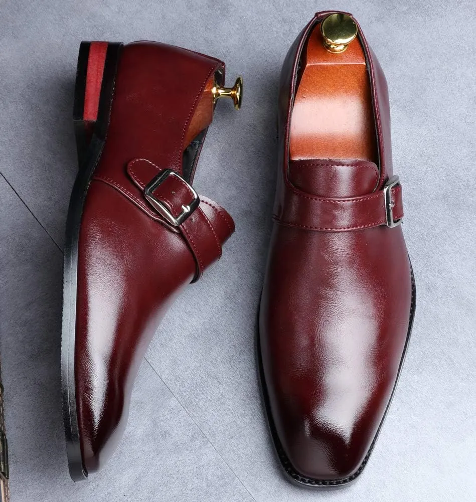 Mens Dress Shoes Moccasins for Men Slip On Leather Monk Straps Shoes Smoking Slipper Classic Vintage Loafers