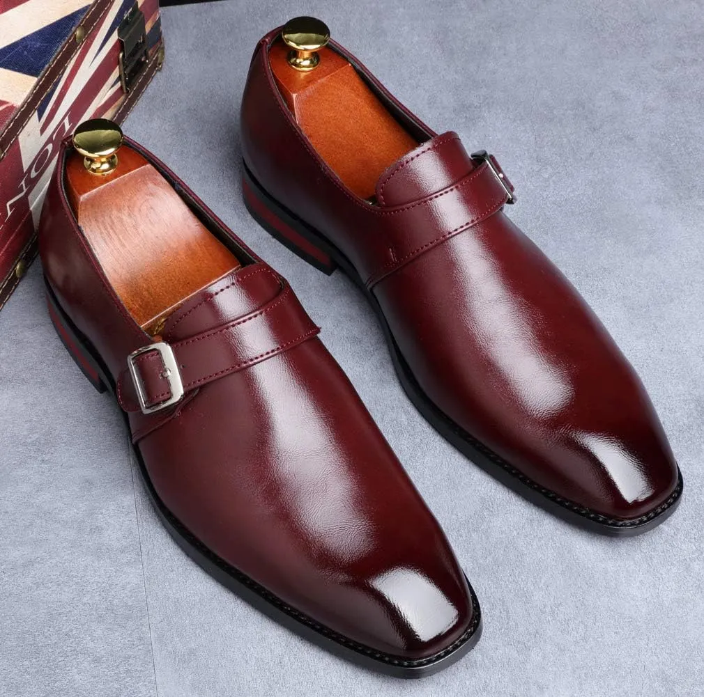 Mens Dress Shoes Moccasins for Men Slip On Leather Monk Straps Shoes Smoking Slipper Classic Vintage Loafers