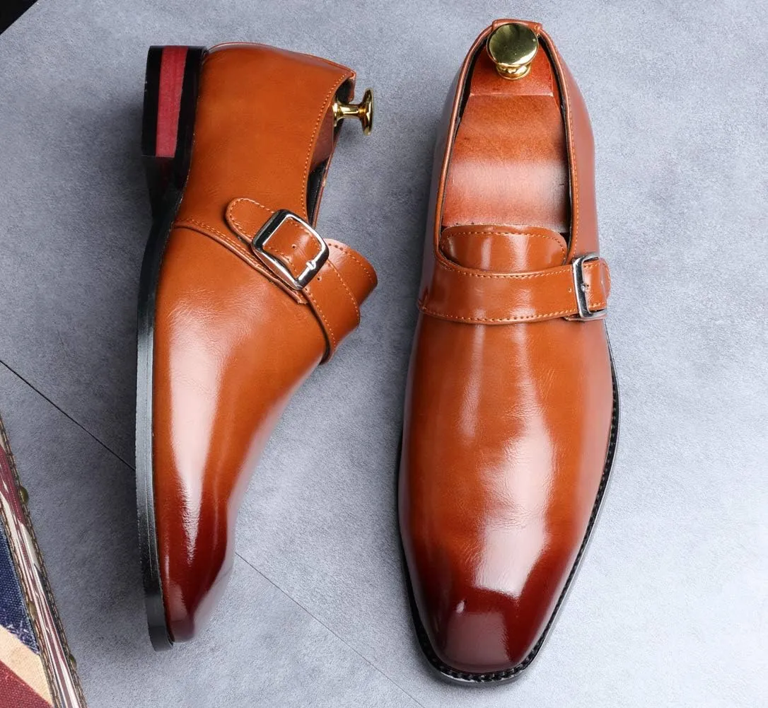 Mens Dress Shoes Moccasins for Men Slip On Leather Monk Straps Shoes Smoking Slipper Classic Vintage Loafers