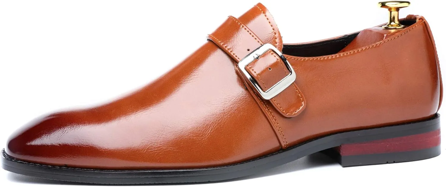 Mens Dress Shoes Moccasins for Men Slip On Leather Monk Straps Shoes Smoking Slipper Classic Vintage Loafers