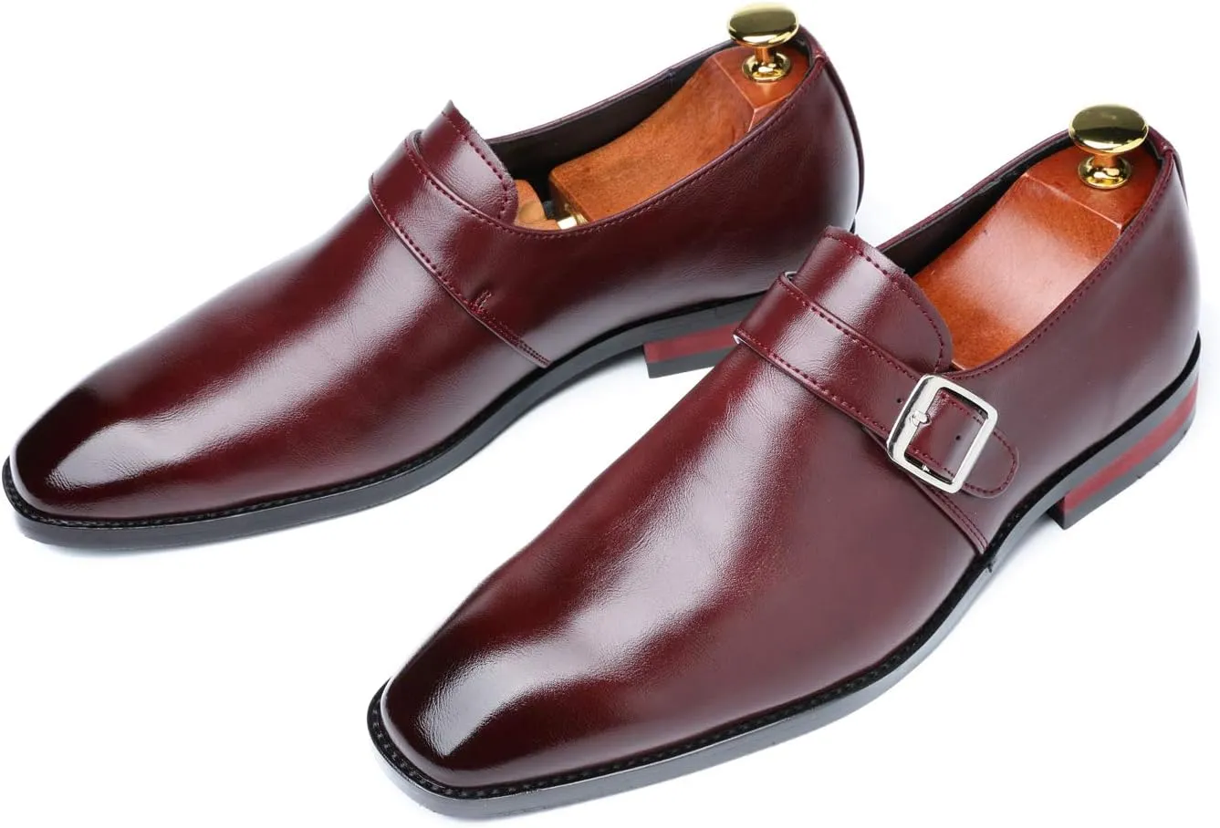 Mens Dress Shoes Moccasins for Men Slip On Leather Monk Straps Shoes Smoking Slipper Classic Vintage Loafers