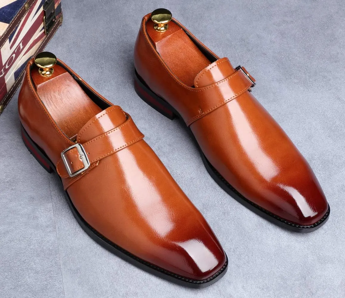 Mens Dress Shoes Moccasins for Men Slip On Leather Monk Straps Shoes Smoking Slipper Classic Vintage Loafers