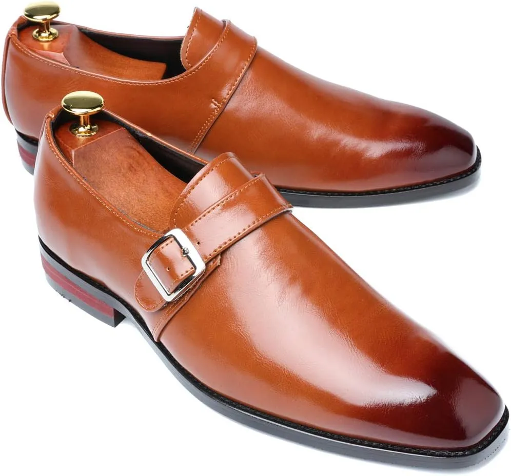 Mens Dress Shoes Moccasins for Men Slip On Leather Monk Straps Shoes Smoking Slipper Classic Vintage Loafers
