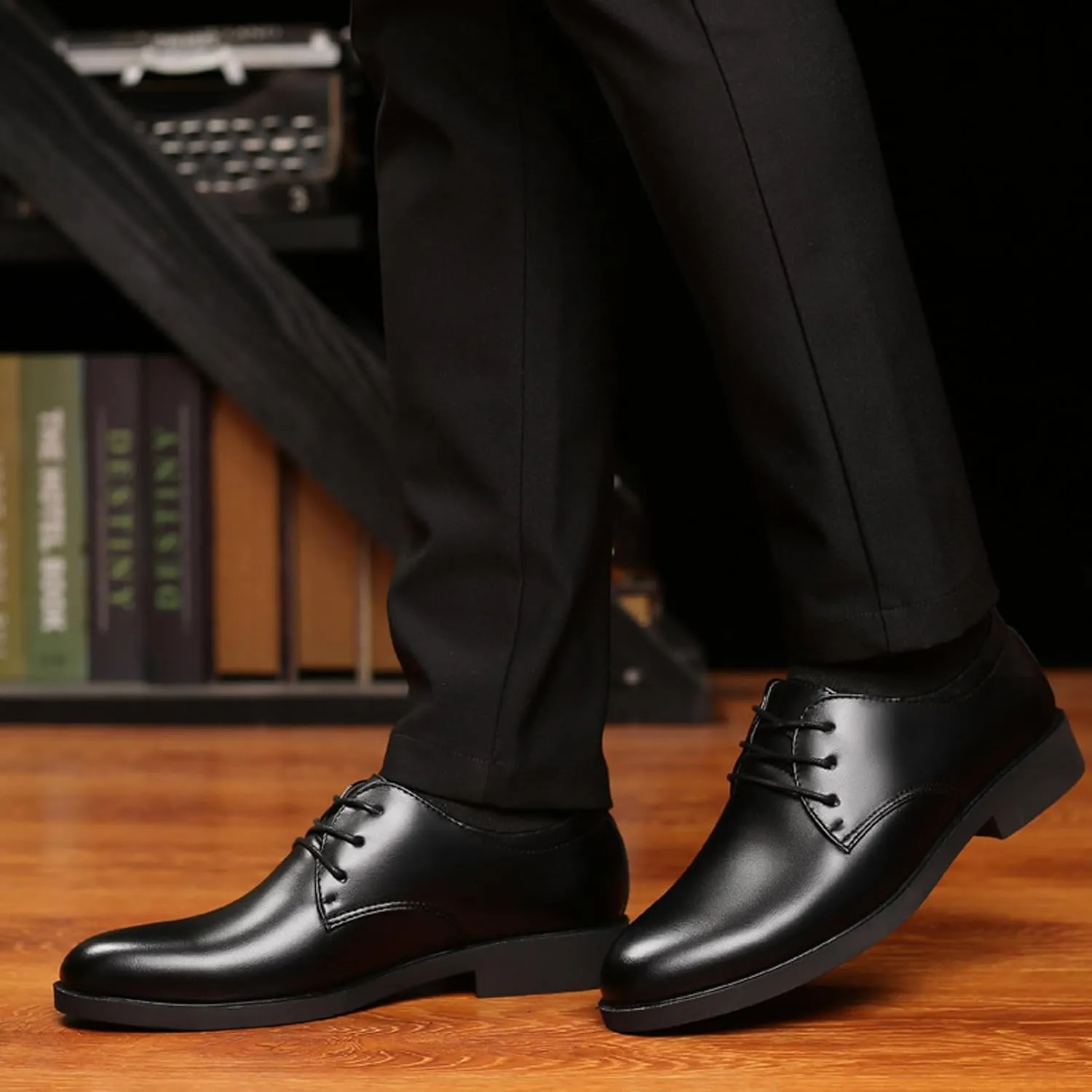 Men's Dress Shoes Size 11 Vegan Fashion Men's Breathable Comfortable Business Lace Up Work Wide Dress Shoes for Men