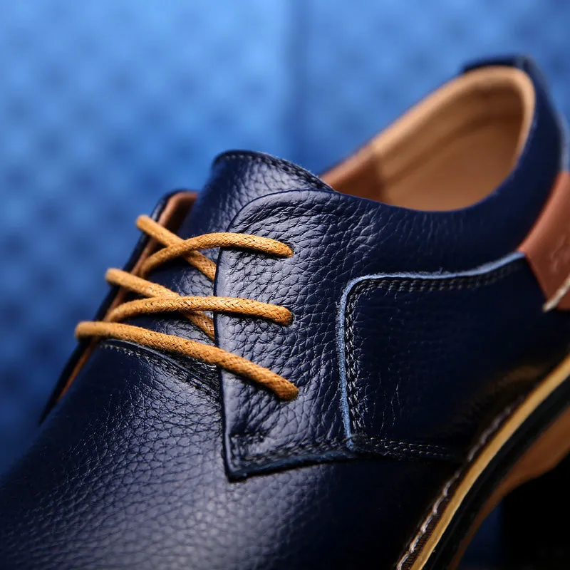 Men's Genuine Leather Lace Up Oxfords | Plus Size