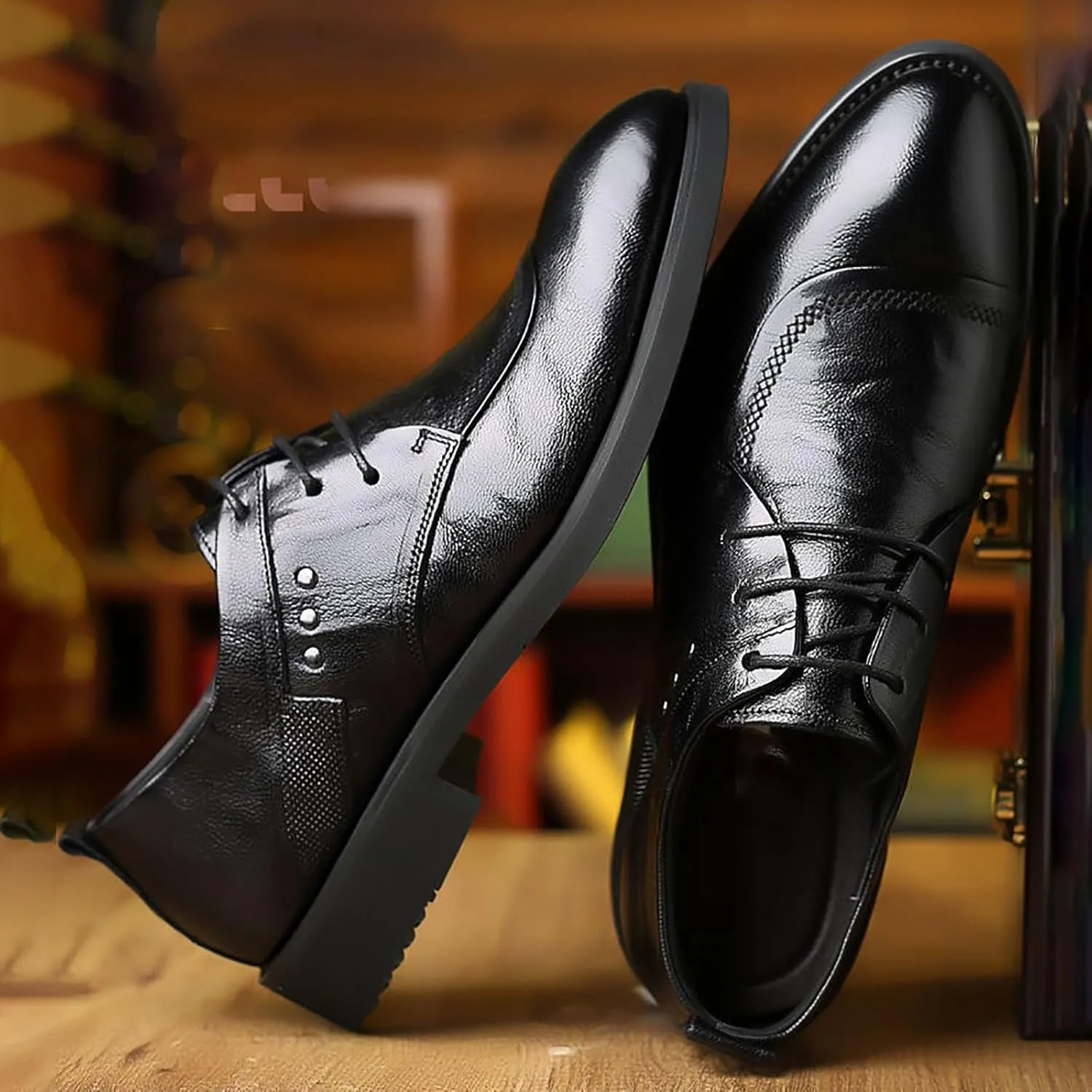Mens Genuine Leather Men's Dress Shoes Business Casual Shoes for Men Wedding Shoe Breathable Lace Up