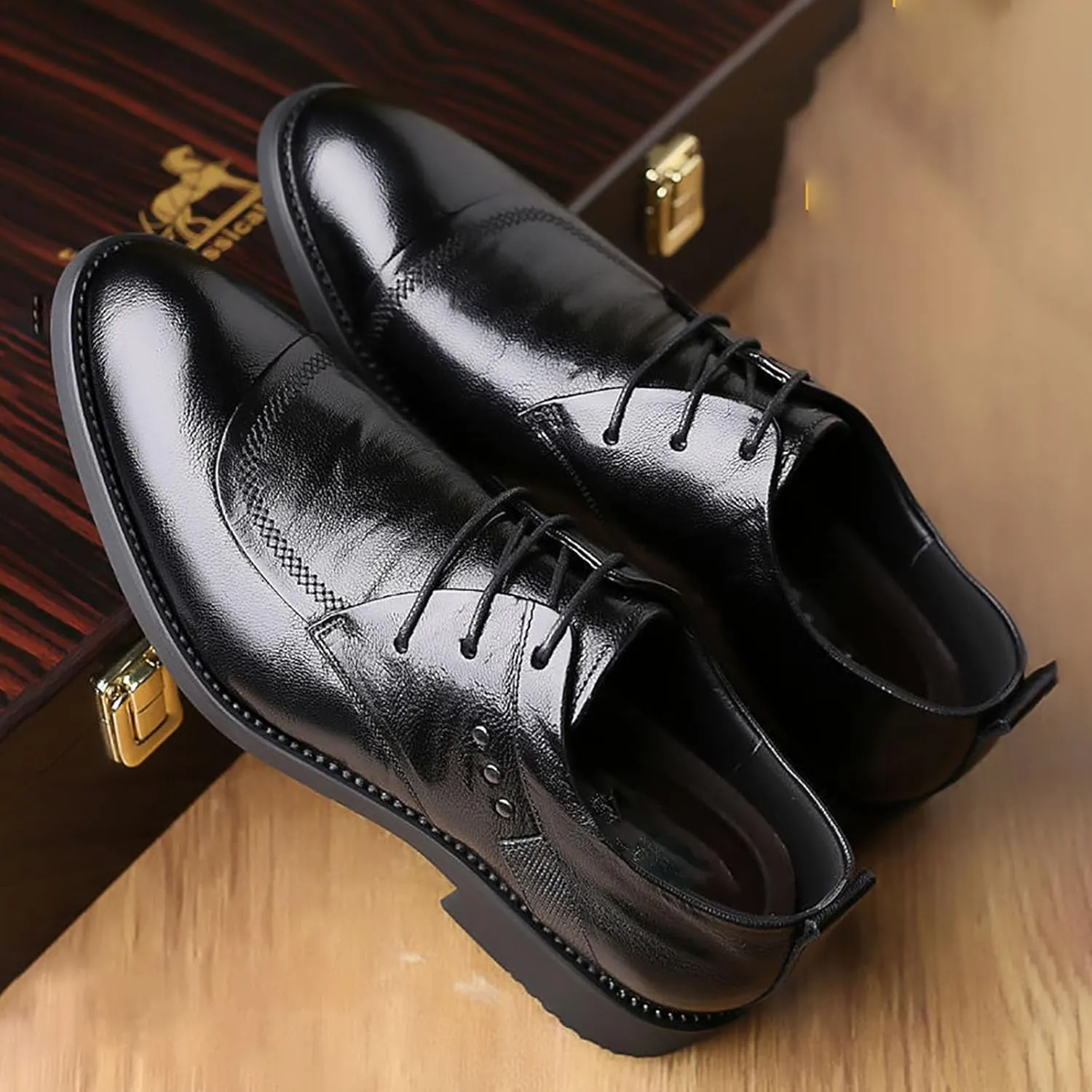 Mens Genuine Leather Men's Dress Shoes Business Casual Shoes for Men Wedding Shoe Breathable Lace Up