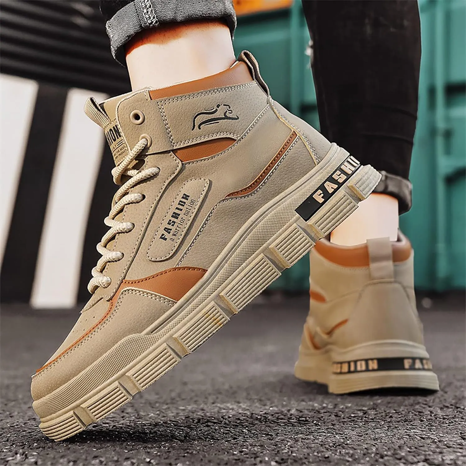 Mens Hiking Shoes Lace Up Casual Shoes Non Slip Lightweigh Running Shoes Running Shoes High Top Walking Shoes