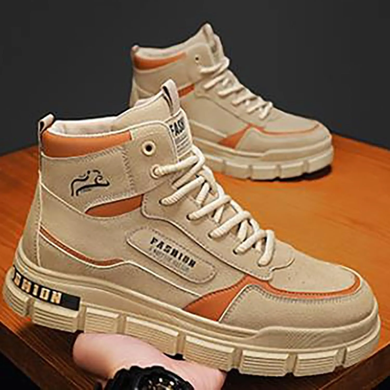 Mens Hiking Shoes Lace Up Casual Shoes Non Slip Lightweigh Running Shoes Running Shoes High Top Walking Shoes