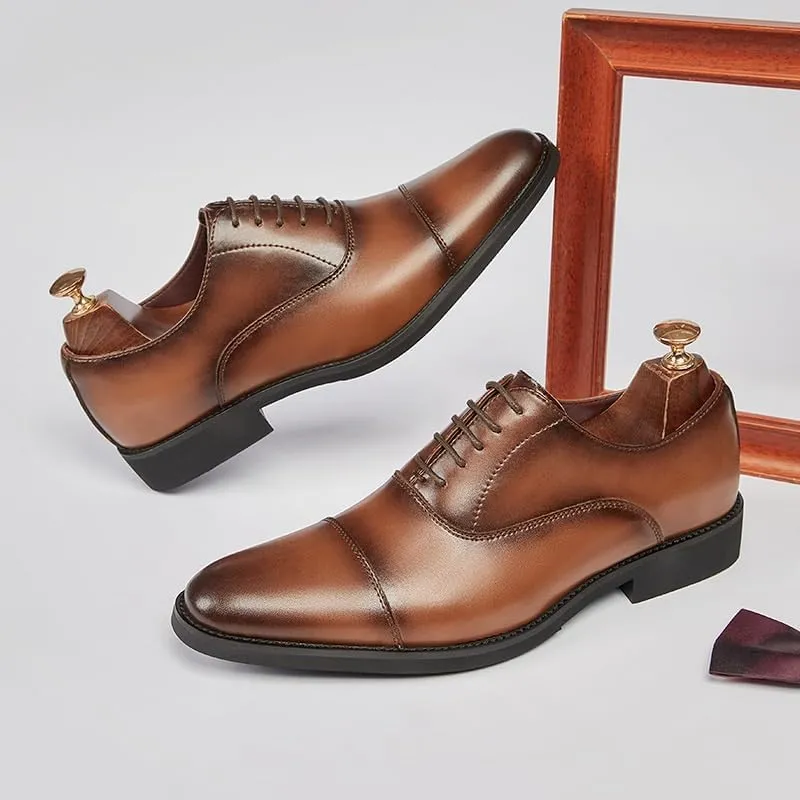 Men's Japanese Soft-Soled Business Formal Leather Shoes Pointed Lace-up Wedding Shoes Oxford English Low-top Breathable Wear-Resistant