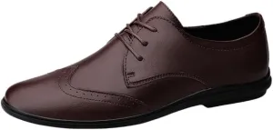 Men's Leather lace-up Brogues Dress Oxford Shoes Classic Wingtip New Shoes Fashion Round Toe Business Formal Leather Shoes