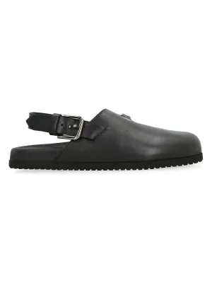 Men's Leather Mules in Black | Size 44 | A80402AQ765 Color 80999