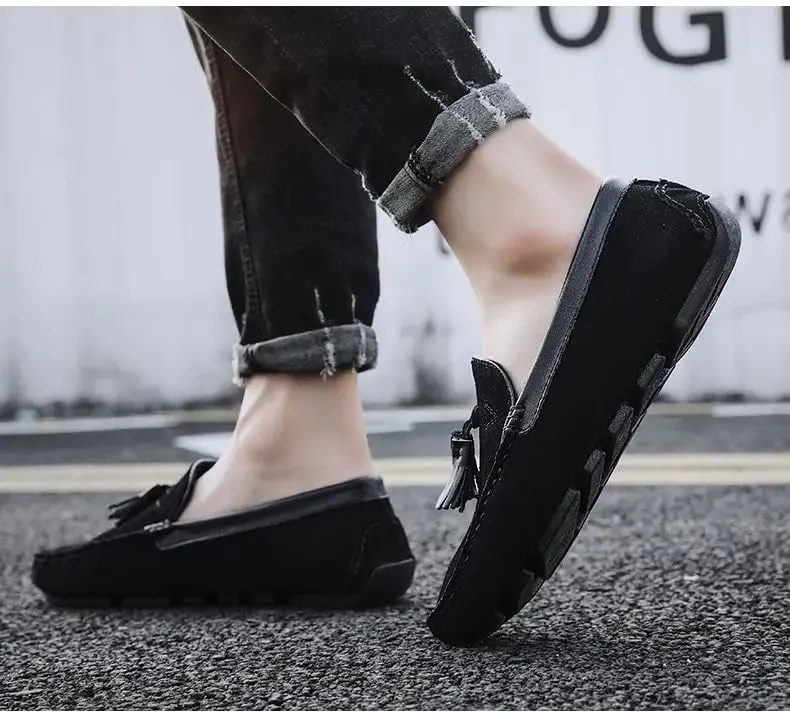 Men's Loafers Shoes Solid Color Breathable Moc Toe with Tassel Driving Shoes Flat Heel Lightweight Anti-Slip Wedding Slip-on