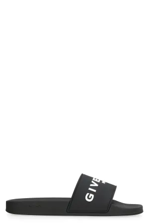 Men's Logo Pool Slides in Black | Size 41 | BH301TH1H4