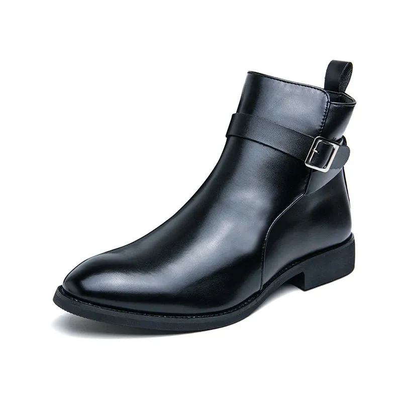 Men's Luxury Chelsea Motorcycle Boots - 2024 Leather Low Top Classic Shoes with Side Zipper