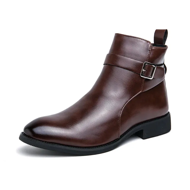Men's Luxury Chelsea Motorcycle Boots - 2024 Leather Low Top Classic Shoes with Side Zipper