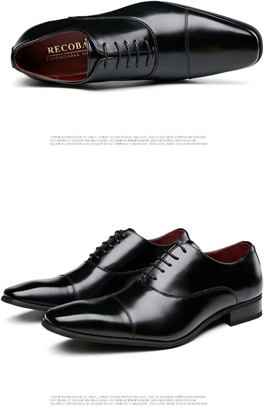 Mens Luxury Fashion Handcrafted Low Heel Oxford Shoes Classic Lace-Up Pointed Toe Casual Modern Business Formal Dress Leather Shoes Cap Toe Derby Shoes