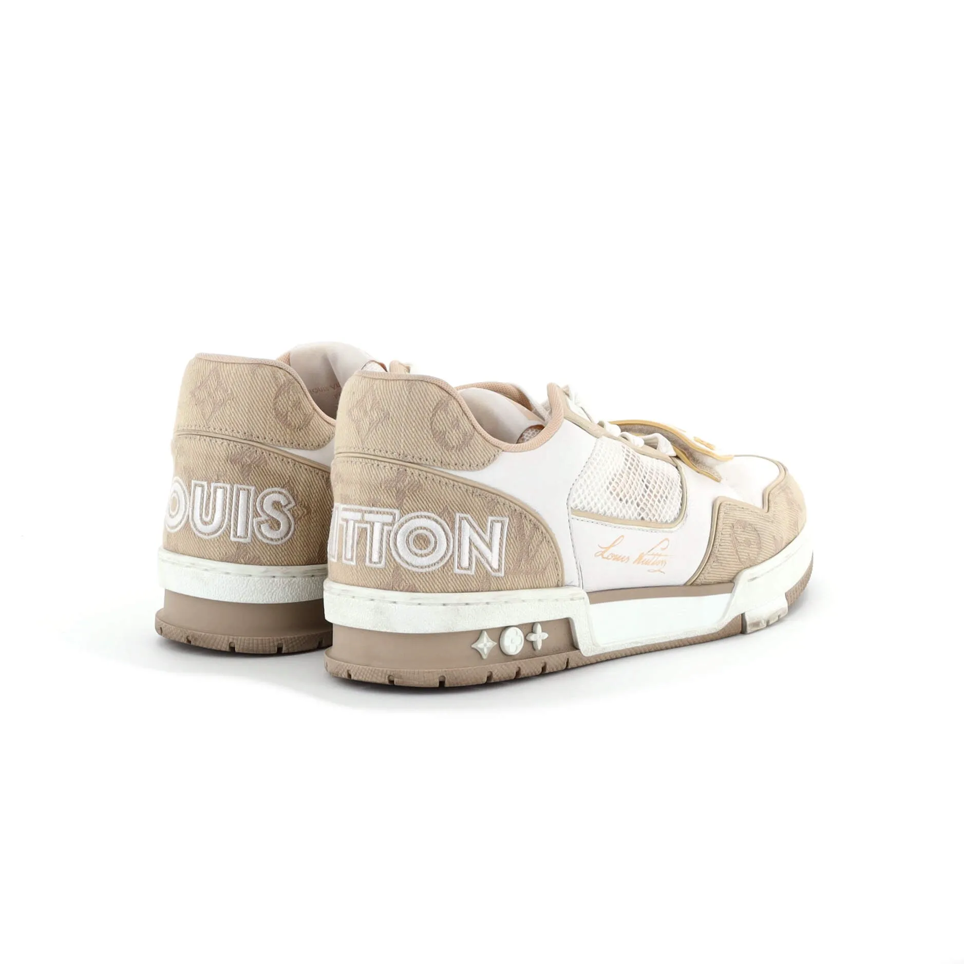 Men's LV Trainer Velcro Sneakers Monogram Denim and Leather with Mesh