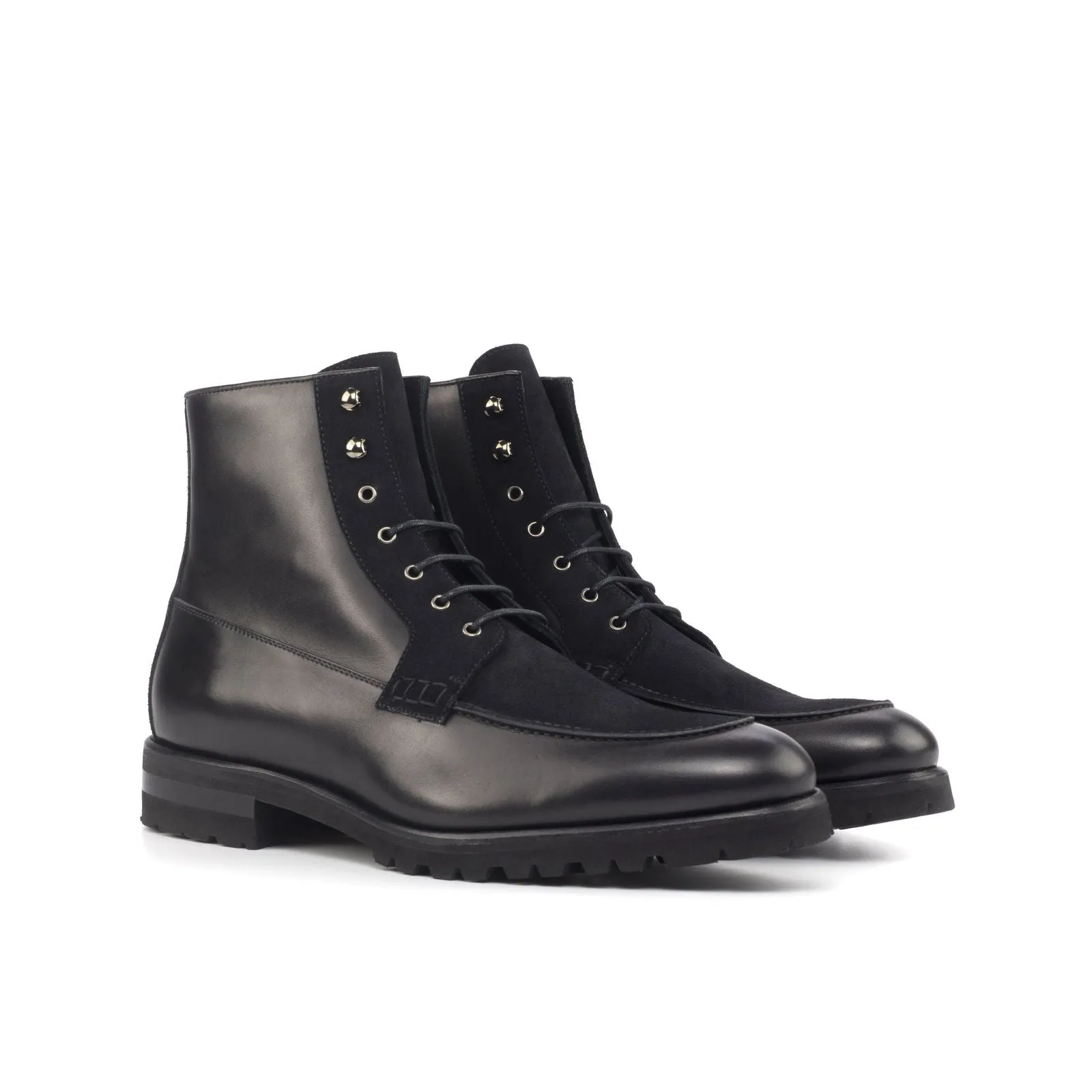 Men's Moc Leather Boots Wide Plus Size Black 4593