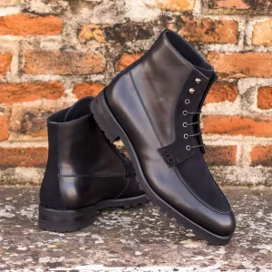 Men's Moc Leather Boots Wide Plus Size Black 4593