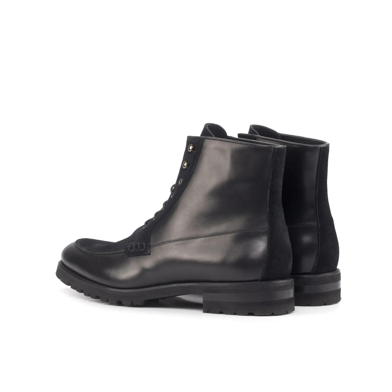 Men's Moc Leather Boots Wide Plus Size Black 4593