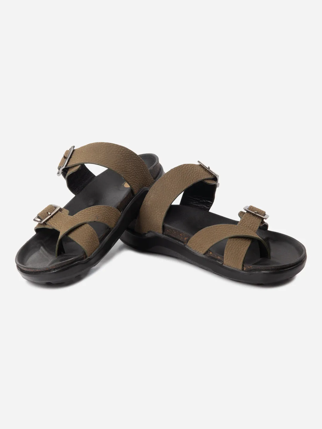 Men's Olive Strap Sandals (ID4270)
