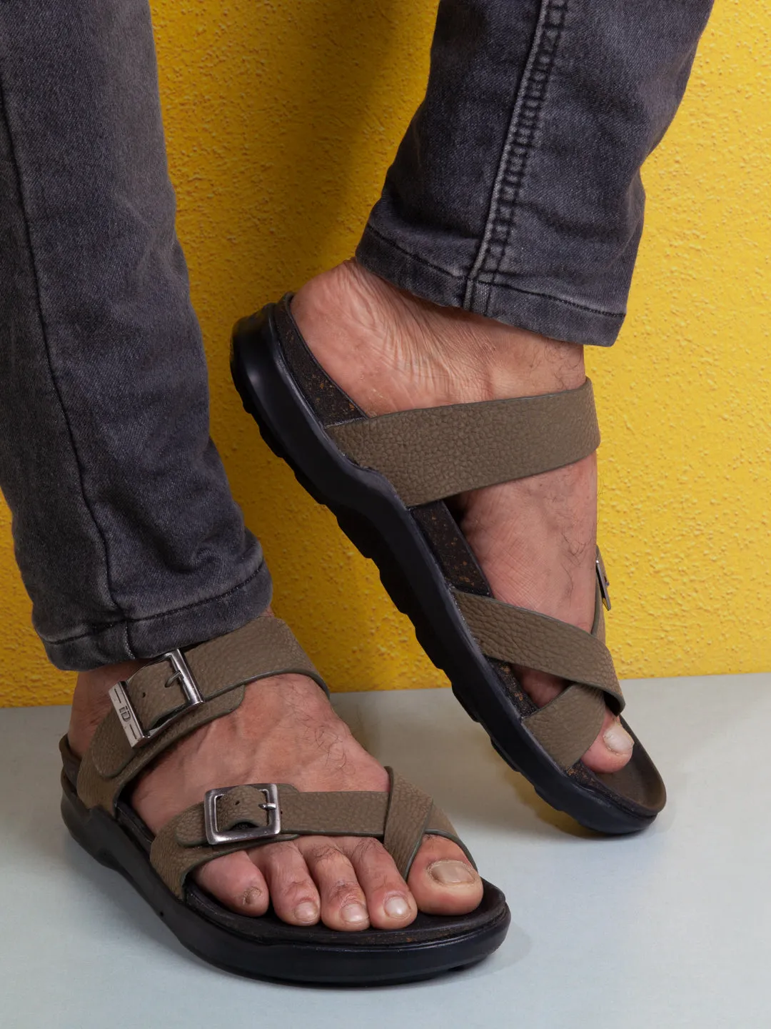 Men's Olive Strap Sandals (ID4270)