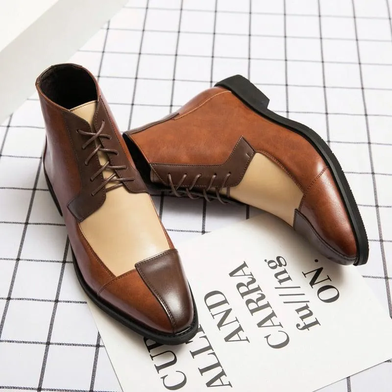 Men's Patchwork Splicing German Oxford Boots
