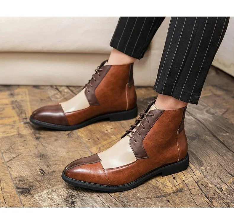 Men's Patchwork Splicing German Oxford Boots