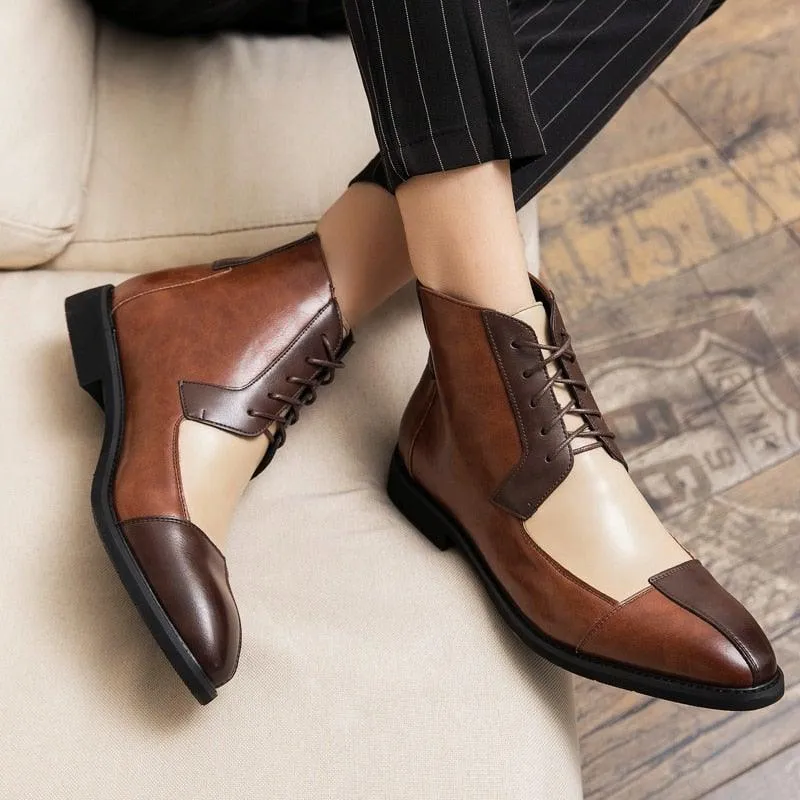 Men's Patchwork Splicing German Oxford Boots