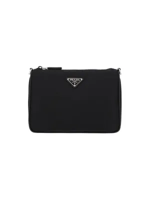 Men's Plaque Leather Shoulder Bag in Nero | 2VH1132DMH
