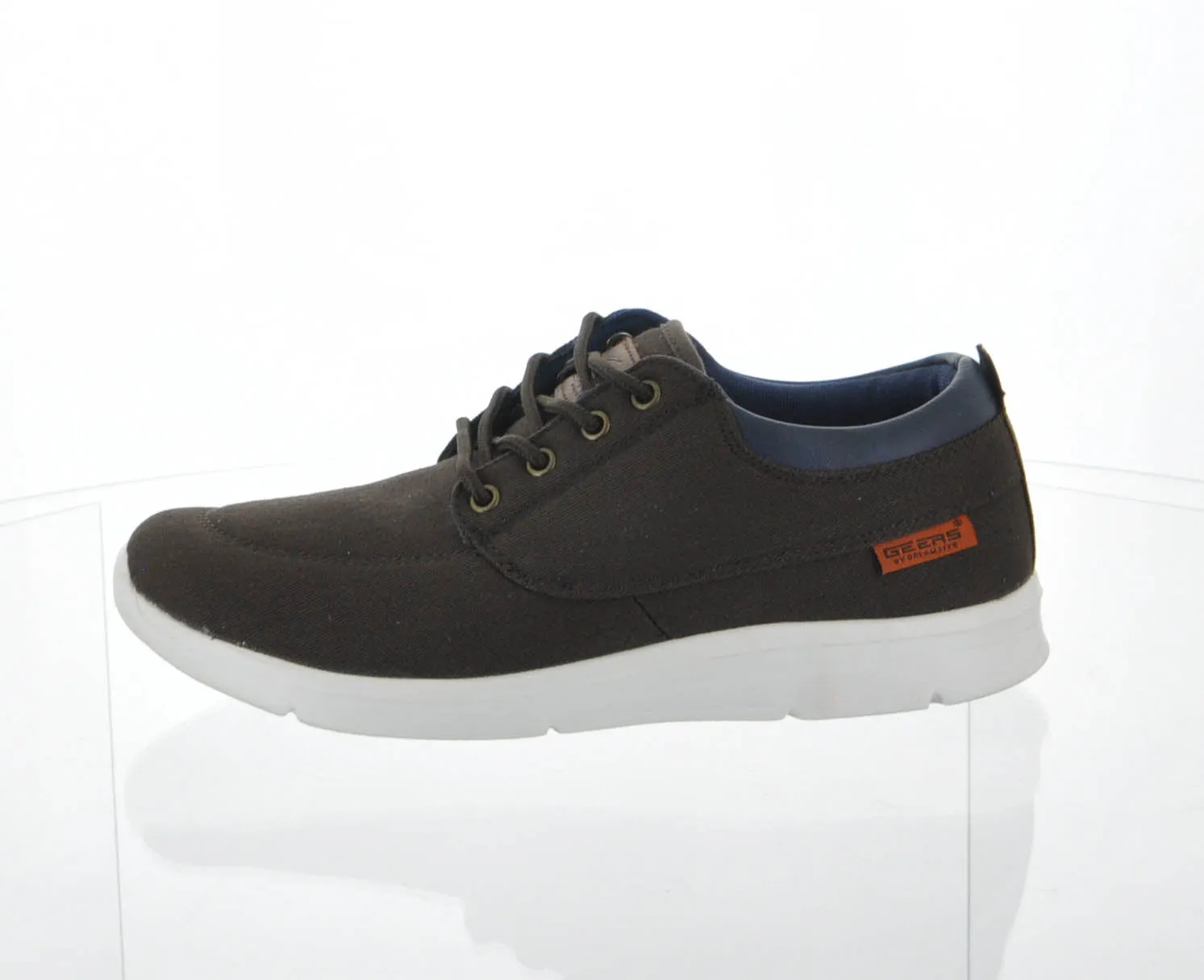 MEN'S SHOES BROWN FABRIC TENNIS SNEAKERS 1647M