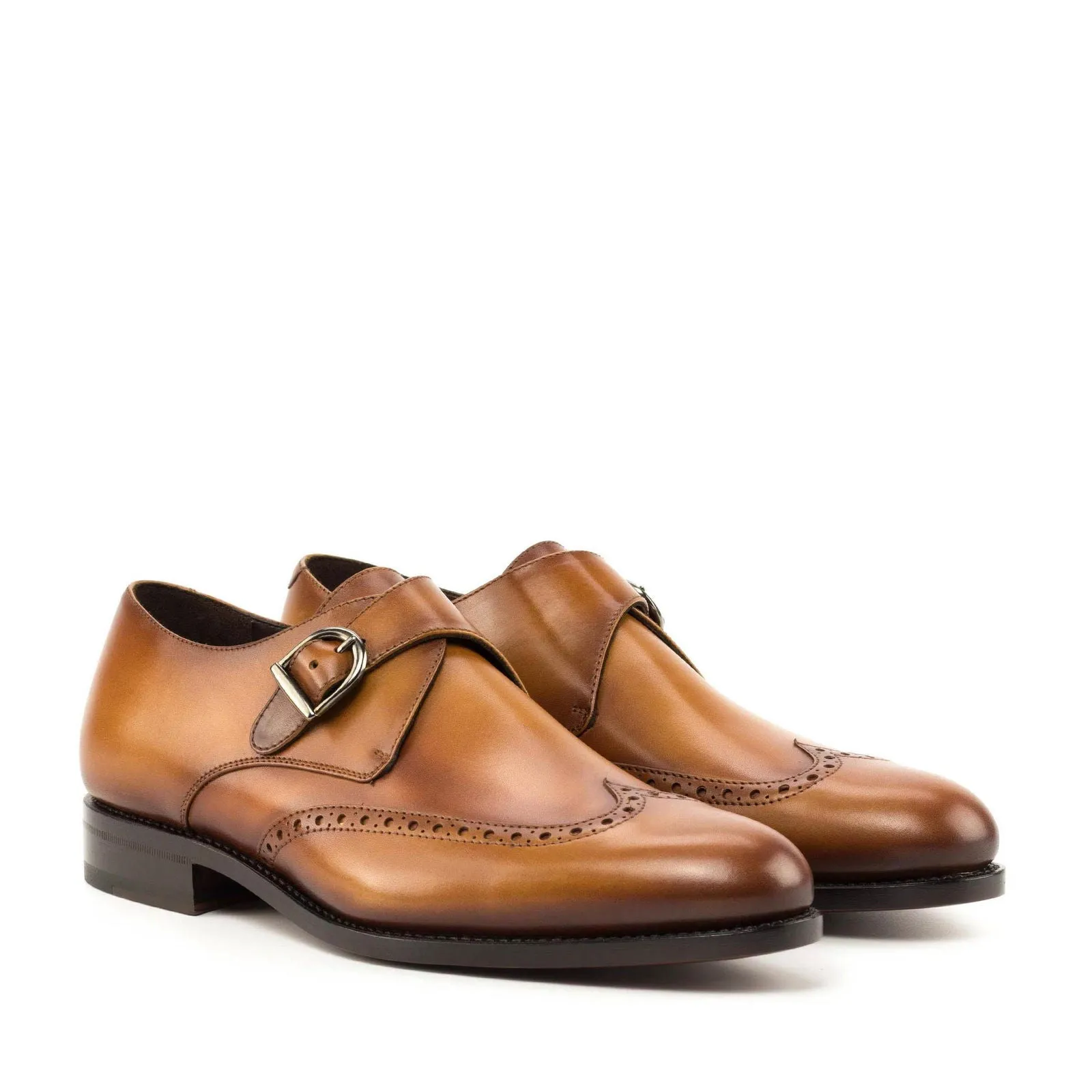 Men's Single Monk Leather Shoes Wide Plus Size 6000