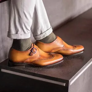 Men's Single Monk Leather Shoes Wide Plus Size 6000