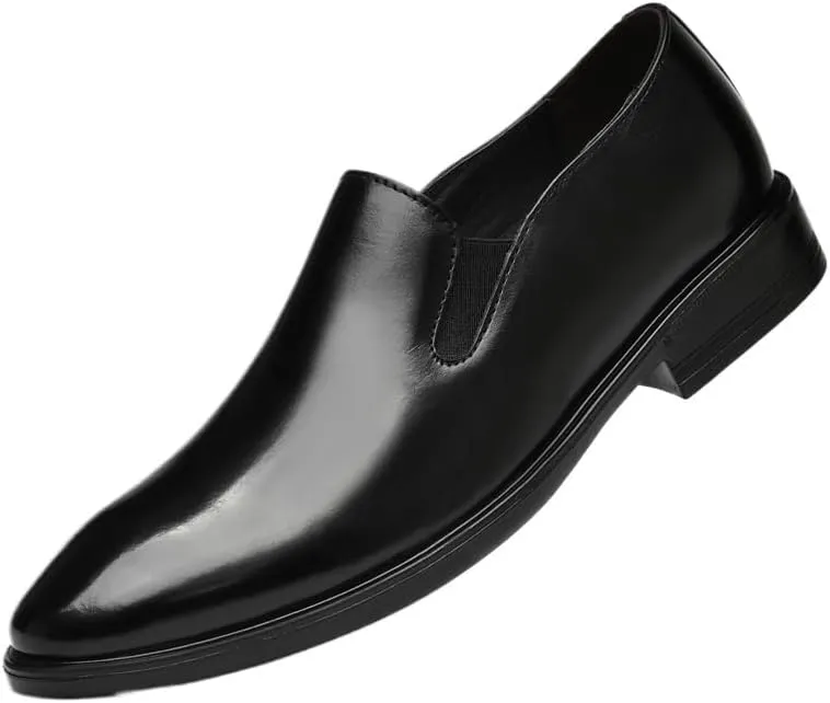 Men's Slip On Wingtip Oxford Shoes Lightweight Formal Leather Shoes Fashion Dress Sneakers Business Casual Derby Shoe for Men(Black,6.5)