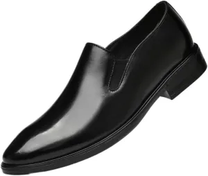Men's Slip On Wingtip Oxford Shoes Lightweight Formal Leather Shoes Fashion Dress Sneakers Business Casual Derby Shoe for Men(Black,6.5)